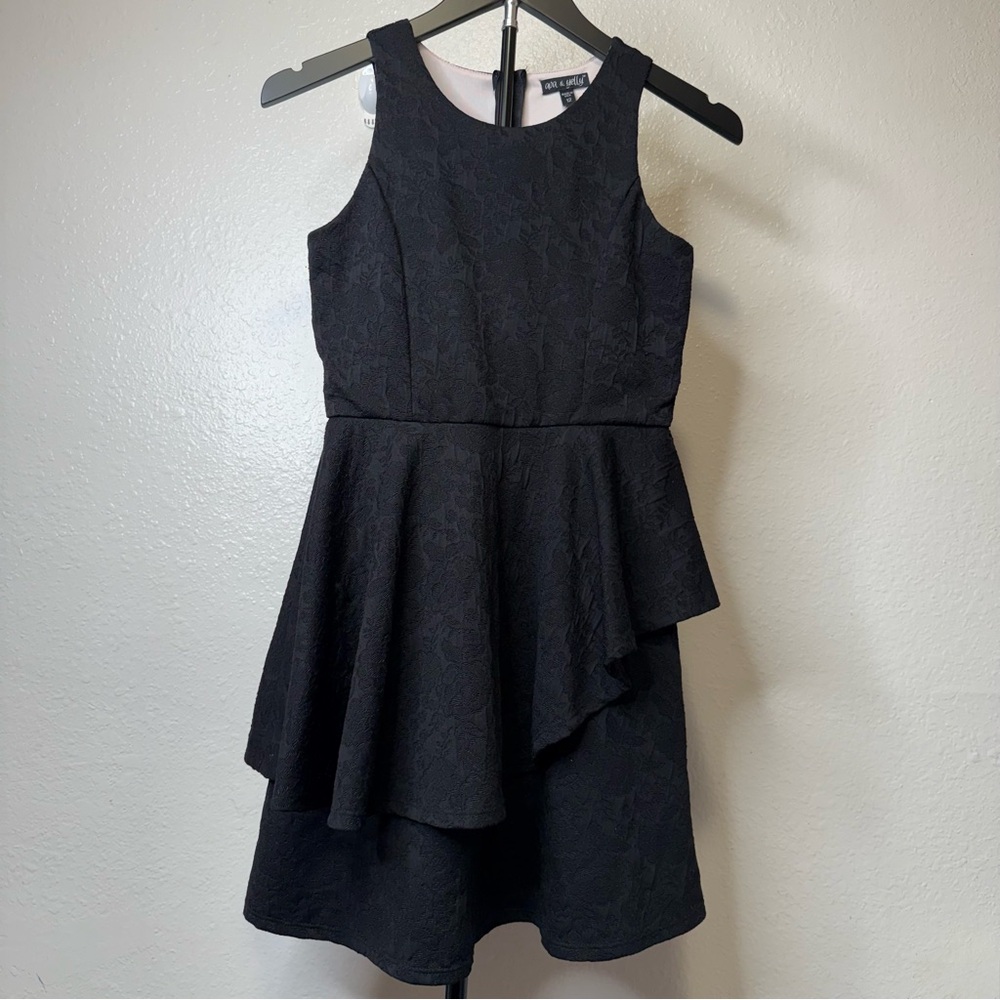 Ava & Yelly Tween Textured Tiered Dress in Black Size 12